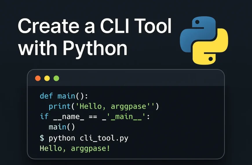 Feature image showing the Python logo and a command-line terminal with the title ‘Create CLI Tool with Python: From Zero to Hero